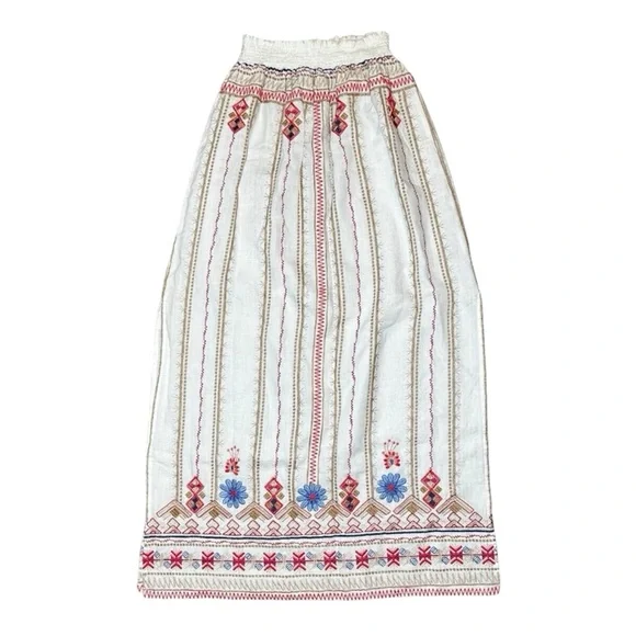 Johnny Was Los Angeles Frederique Embroidered Linen Boho Maxi Skirt XS Festival - Picture 1 of 11